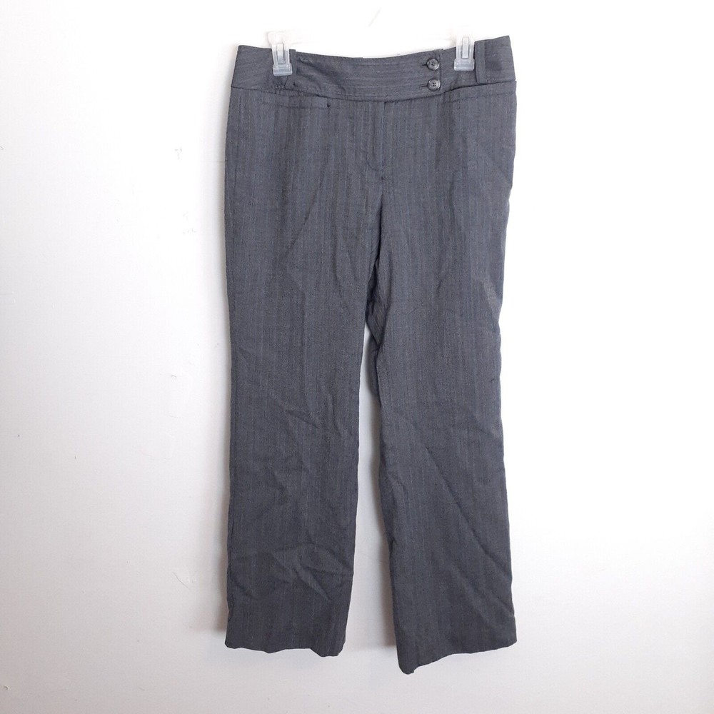 Ann Taylor Margo Pants 6P Straight Leg Wool Blend Gray Pinstripe 28" Inseam